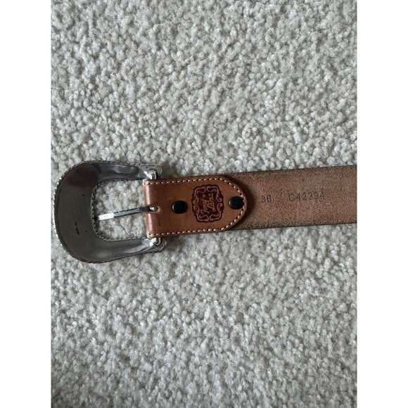 Vintage Tony Lama Caiman Alligator Inlay Belt 36 Sterling Buckle Cowboy Western - Picture 4 of 11